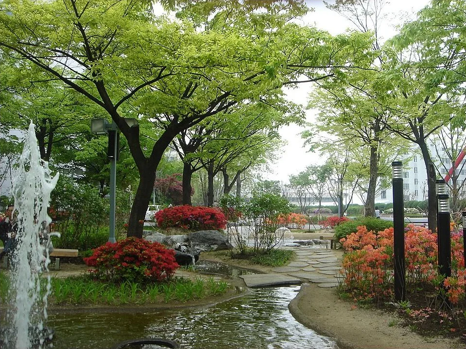 Không gian cây xanh trong khuôn viên Hongik Seoul